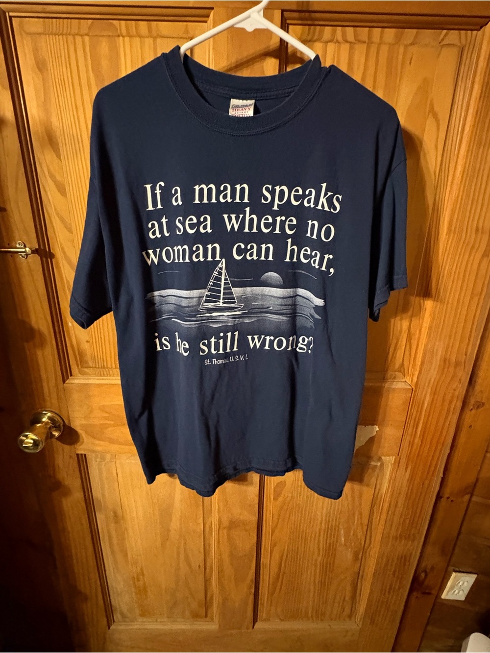 Graphic Navy Men’s T-Shirt with Nautical Quote
